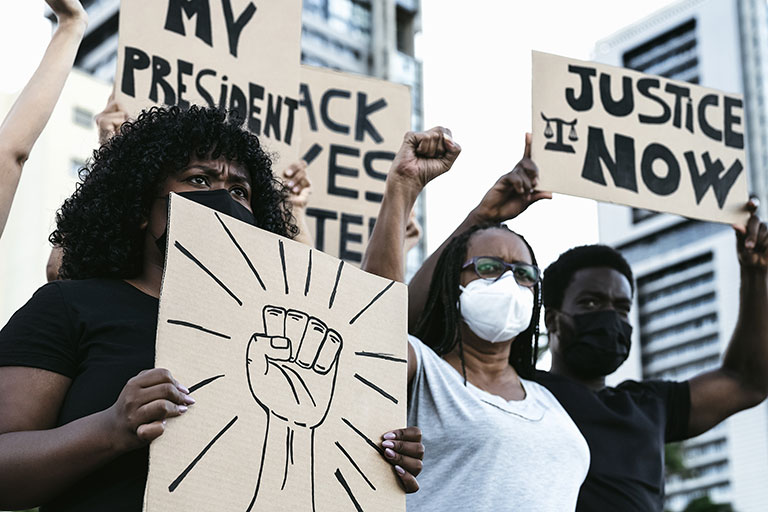 A group of activists during the Black Lives Matter protests