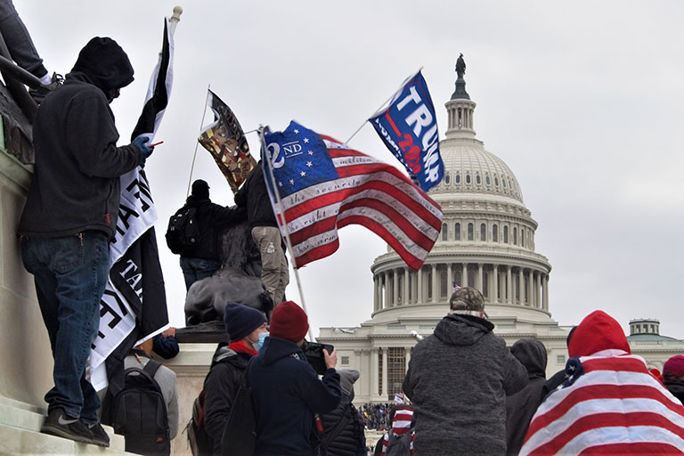 A photo outside the U.S. Capitol during the infamous insurrection of January 2021.